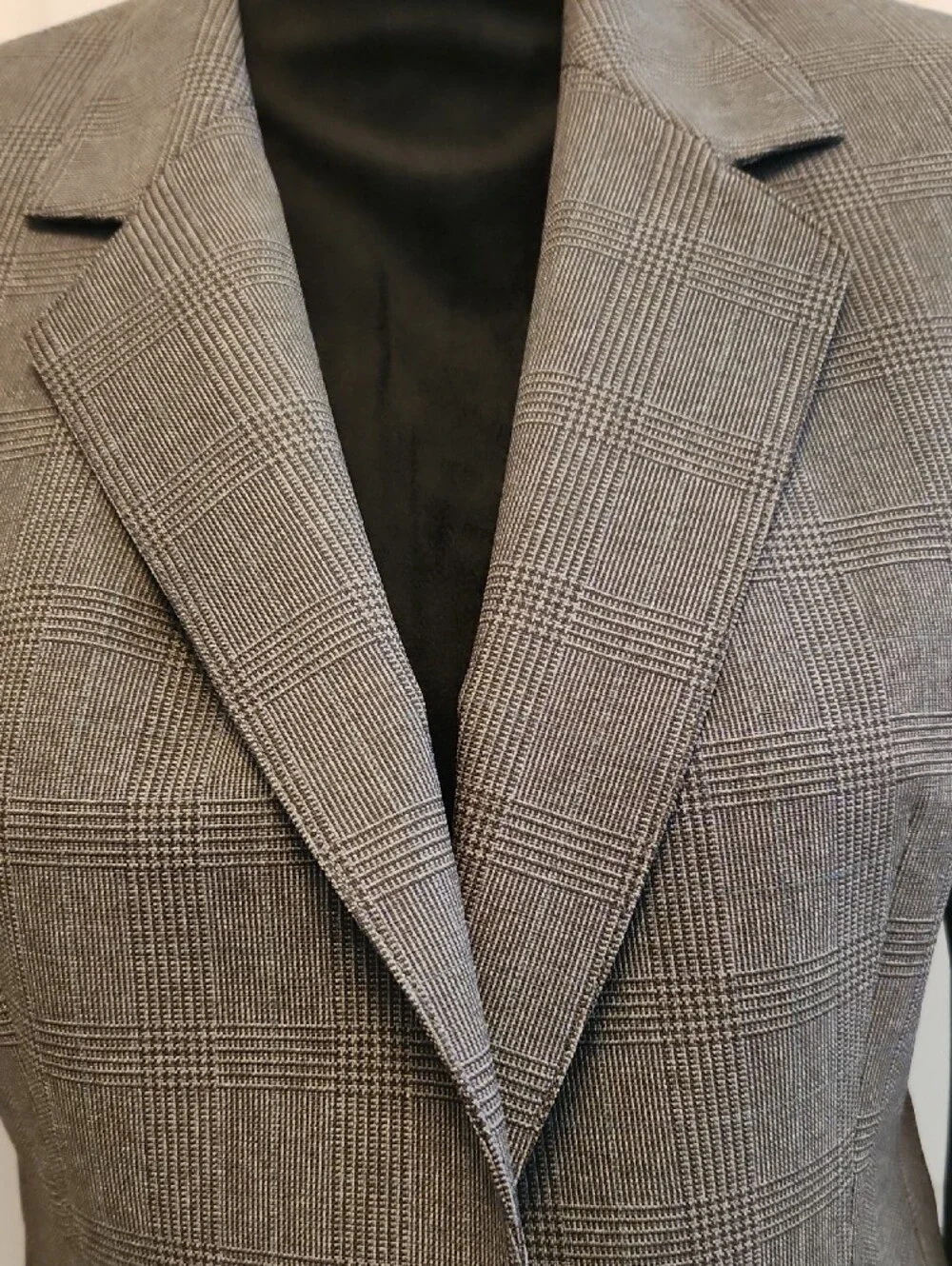 Vintage Haberdashery Tailored Gray Glen Plaid Single-Button Blazer